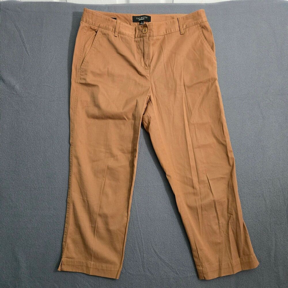 Talbots Cropped Pants Women 4 Signature Brown Mid Rise Straight Leg